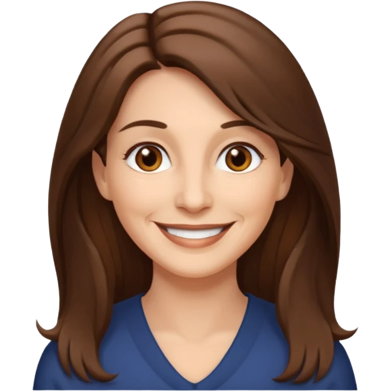 Woman 60, long brown hair, brown eyes, smiling emoji