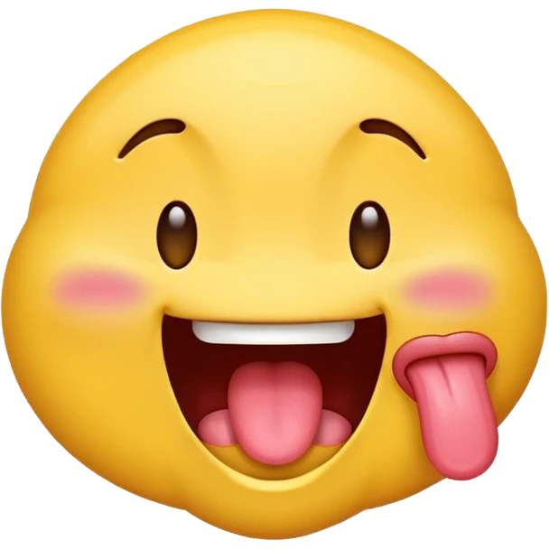 Emoji sticking its tongue out and drooling while looking up ecstatic emoji