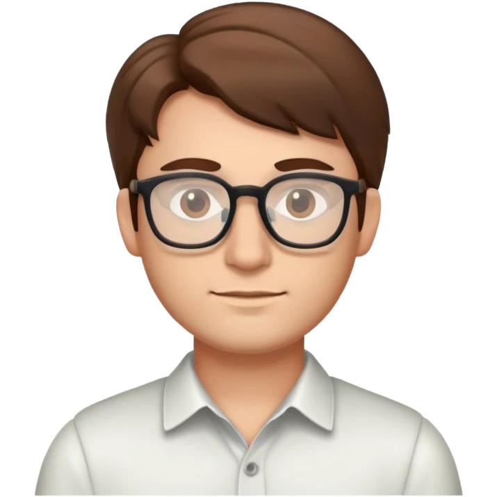 man developer brown hair, glasses emoji