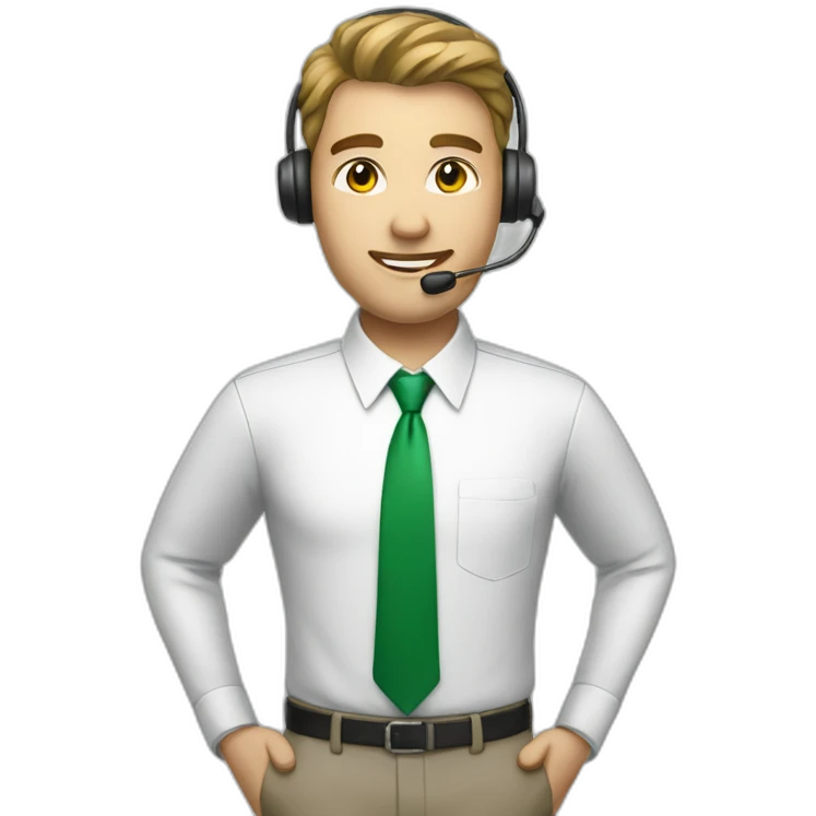 a call center operator in a white shirt with a green tie  emoji