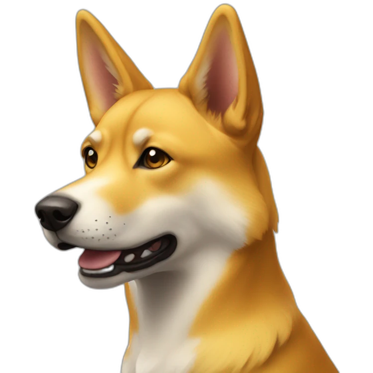 Yellow dog that looks like a mix of dingo and fox emoji