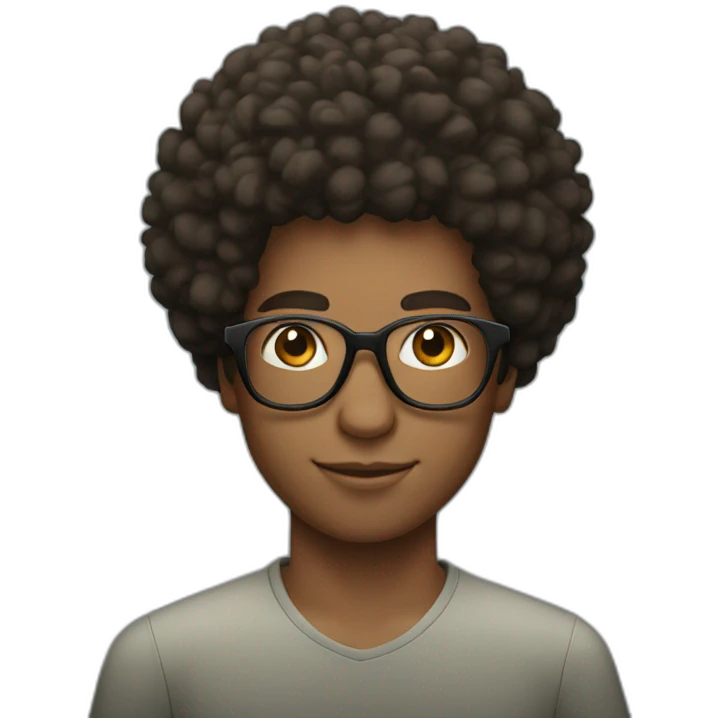 Young man with afro hair and glasses  emoji