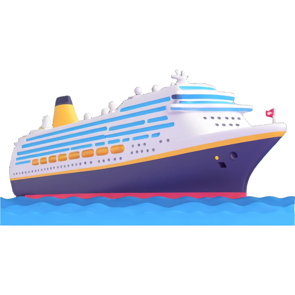 cruise ship on ocean emoji