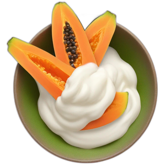 papaya slices with white milk powder as topping on a bowl emoji