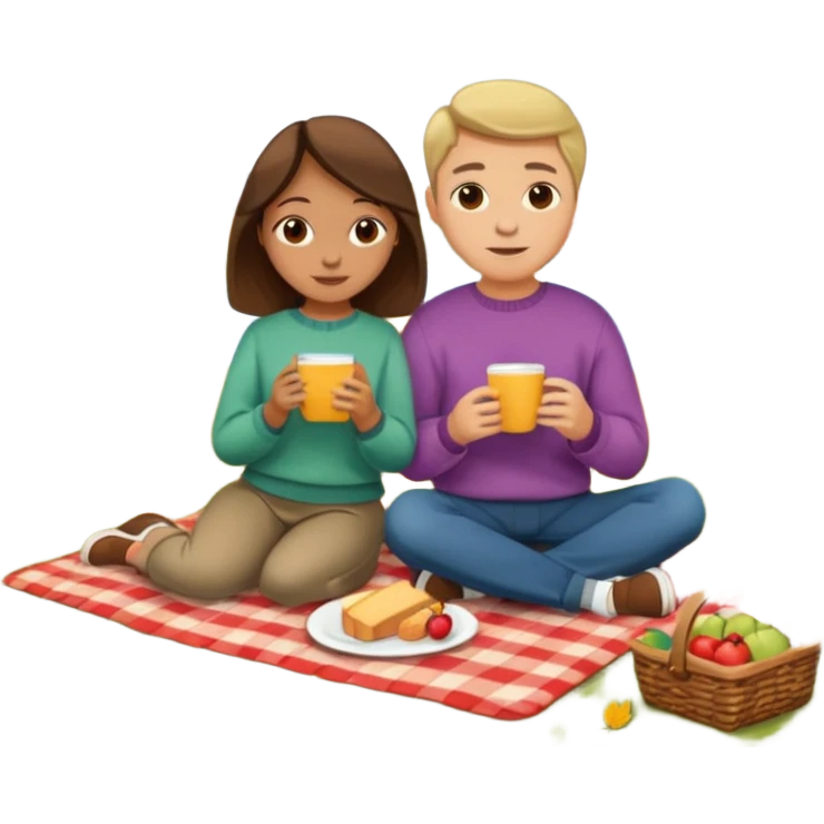 Couple having a picnic fall scenery emoji