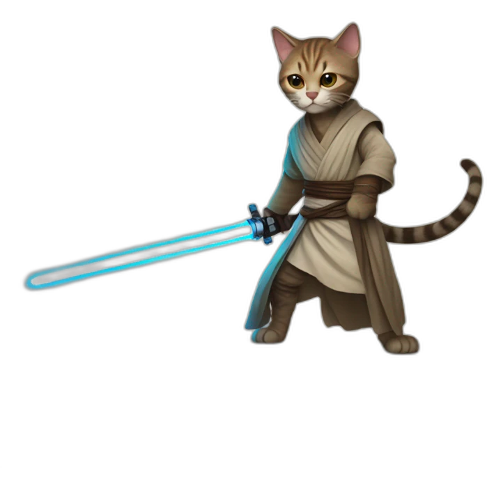 jedi cat with lightsaber emoji
