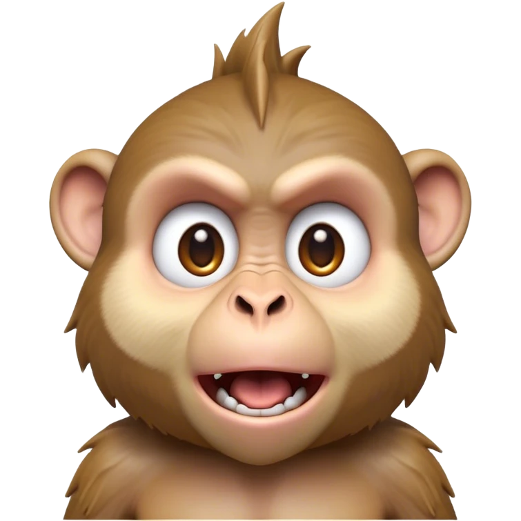 Cinematic Comical Macaque Portrait Emoji, Head tilted dramatically with an exaggerated, shocked expression and a raised eyebrow, featuring a lively, nimble build with spiky fur and wide, comically expressive eyes, Simplified yet hilariously animated features, highly detailed, glowing with a slightly sassy, vibrant glow, high shine, dramatic yet playful, stylized with an air of cheeky primate attitude, soft glowing outline, capturing the essence of a meme-worthy macaque that looks ready to deliver a playful side-eye into viral fame! emoji