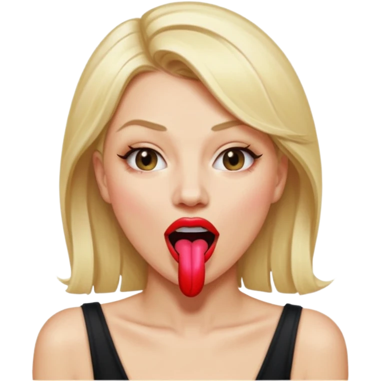 Woman head, blonde, slim, mouth wide open, tongue out, throat showing
 emoji