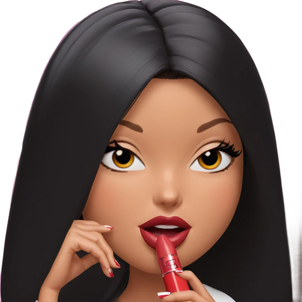 girl applying lipstick portrait emoji