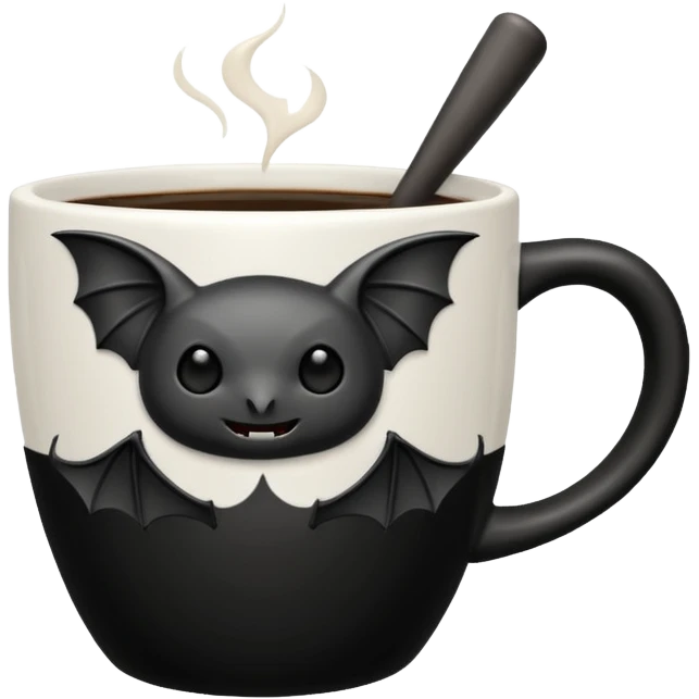 a coffeecup with a bat on it emoji