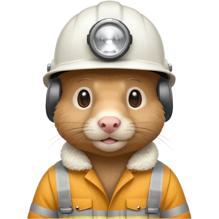 a mole rat, white helmet, headlamp, worker cloth emoji