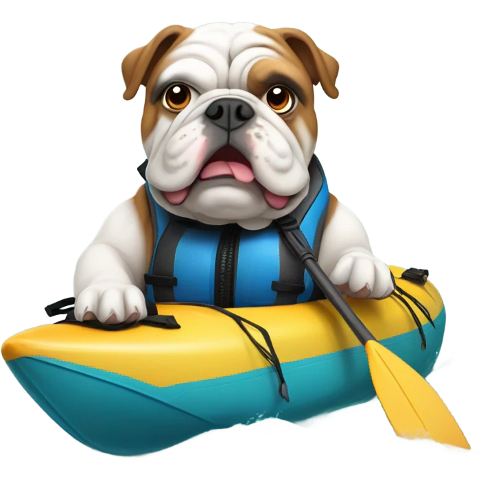 English bulldog kayaking emoji