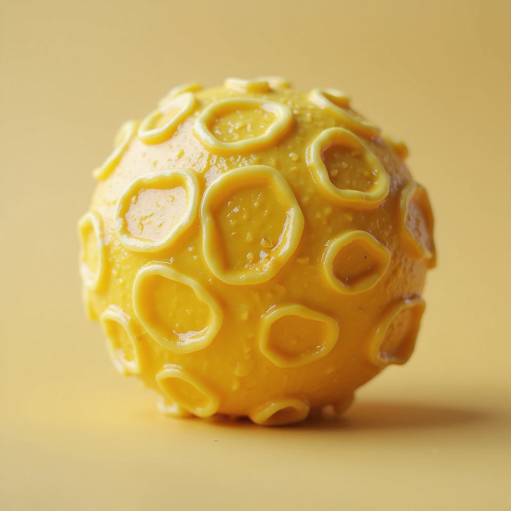 hyperrealistic 3d yellow fat cell (adipocyte), no background, with different details emoji