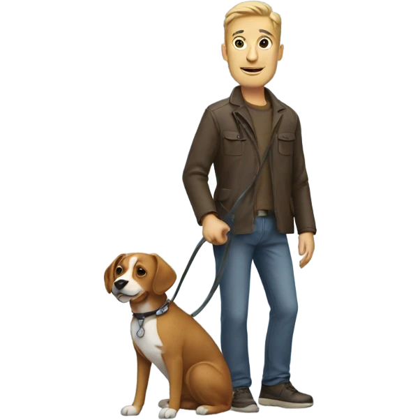 Man holding dog on leash   emoji