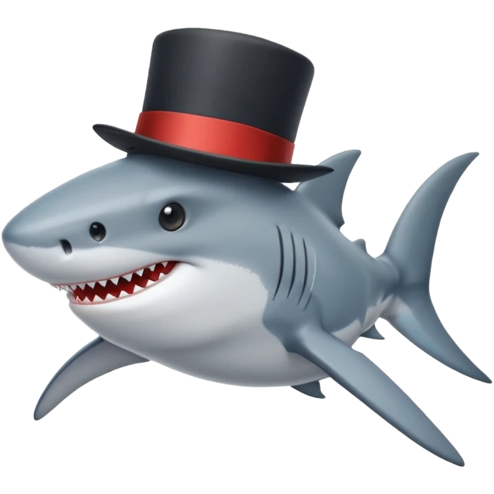 Shark with a top hat emoji