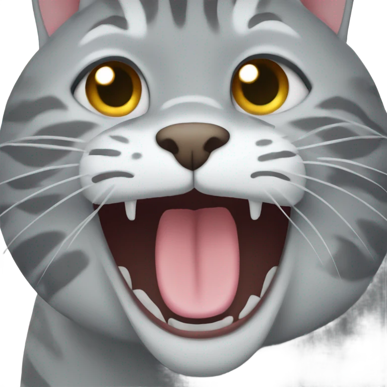 Grey tabby cat hissing  emoji