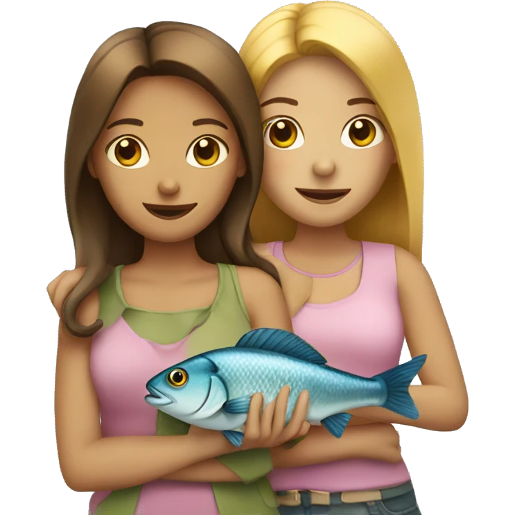 Three girls with fish emoji