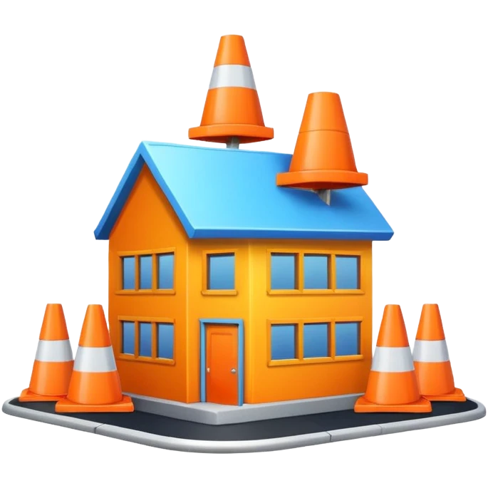 building with a construction sign and cones emoji style emoji
