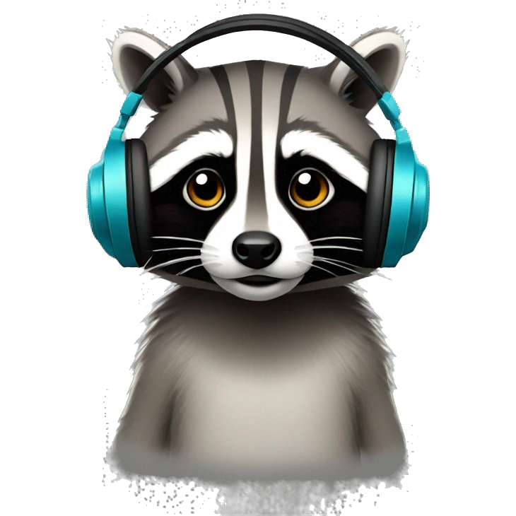 Racoon with head phones on emoji