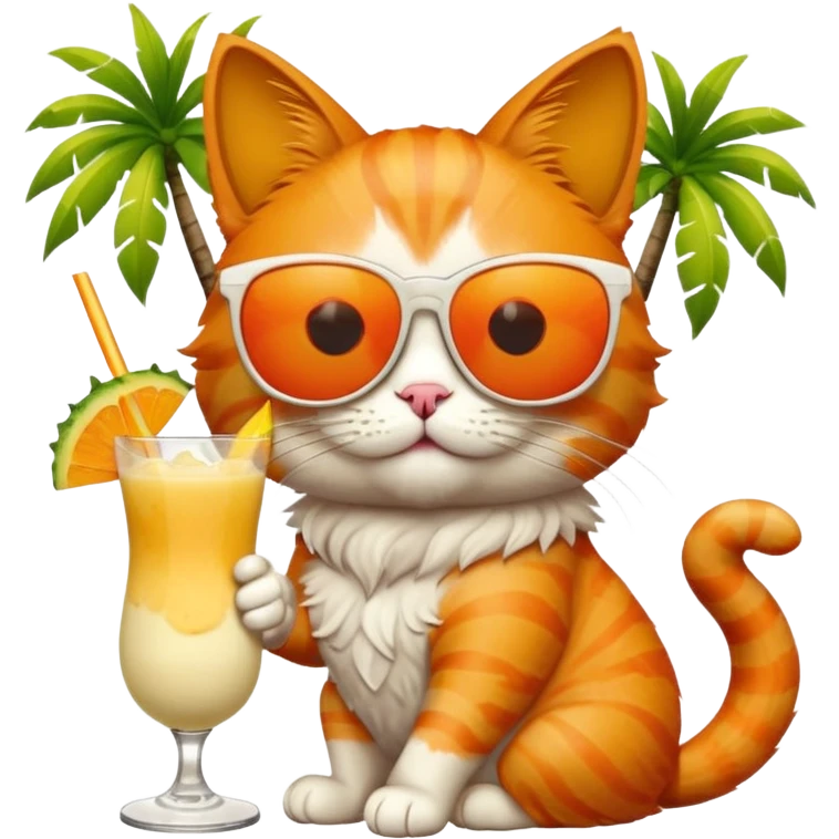 Cat wearing sunglasses drinking a pina colada  emoji
