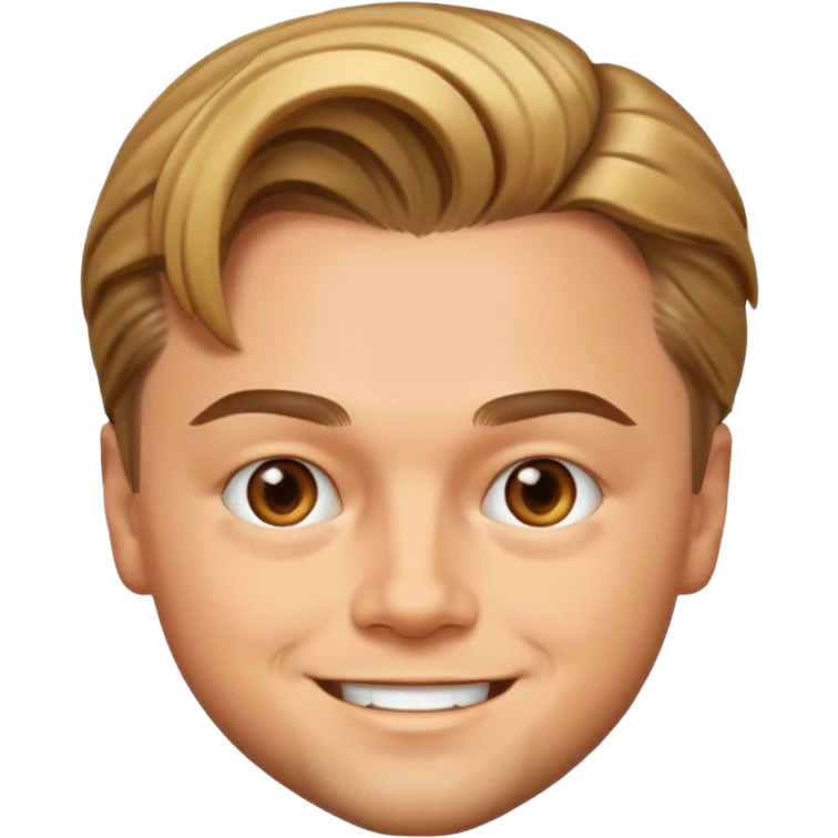 young Leonardo DiCaprio emoji with classic 90s hairstyle and charming smile emoji
