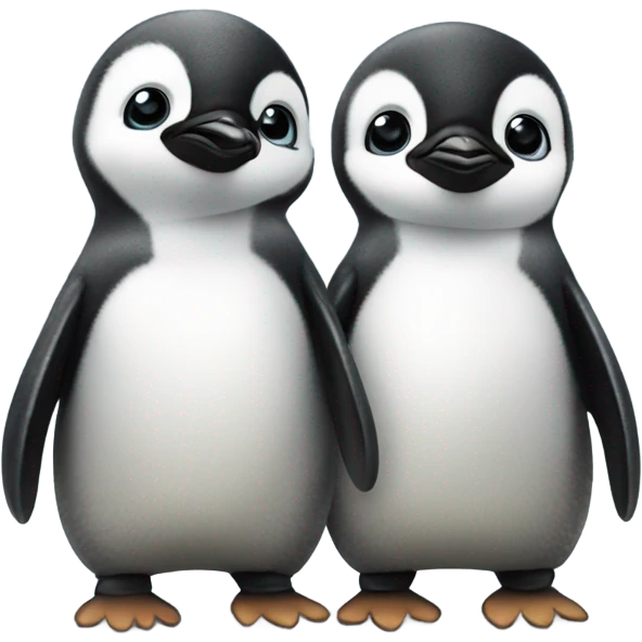 Baby penguins holding hands emoji