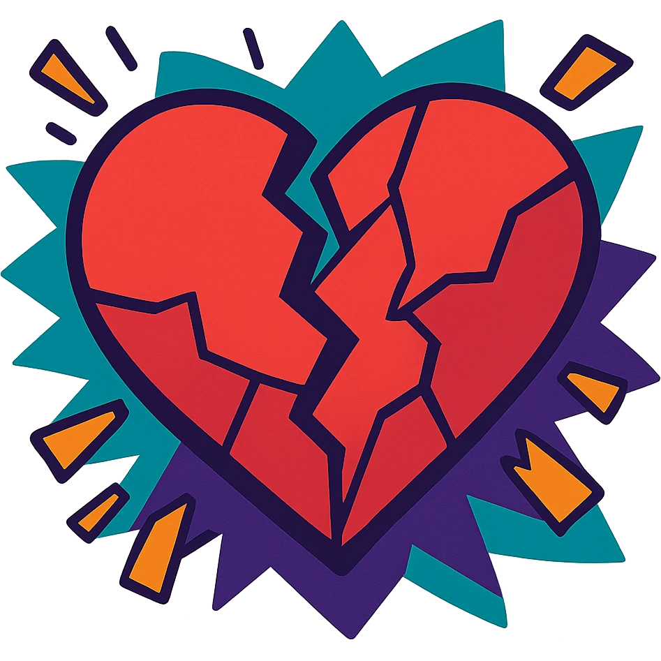 shattered heart, dramatic, vibrant colors emoji
