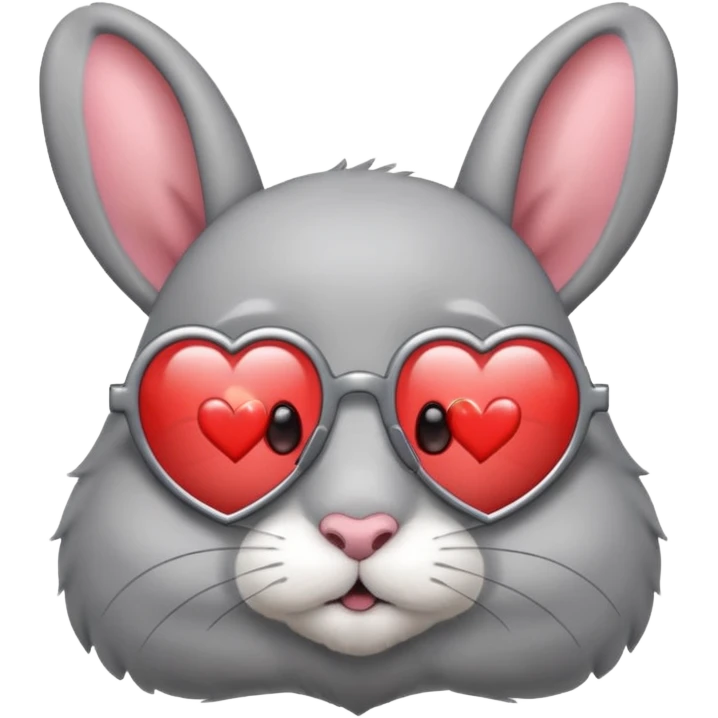 Gray bunny wearing heart-shaped glasses. emoji