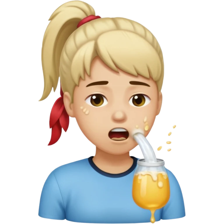 I want to have the regular puke emoji (this one :face_with_open_mouth_vomiting: ) but with a pony tail, like Ariana Grande emoji