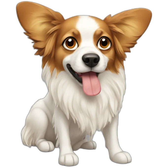 Papilion dog eating emoji