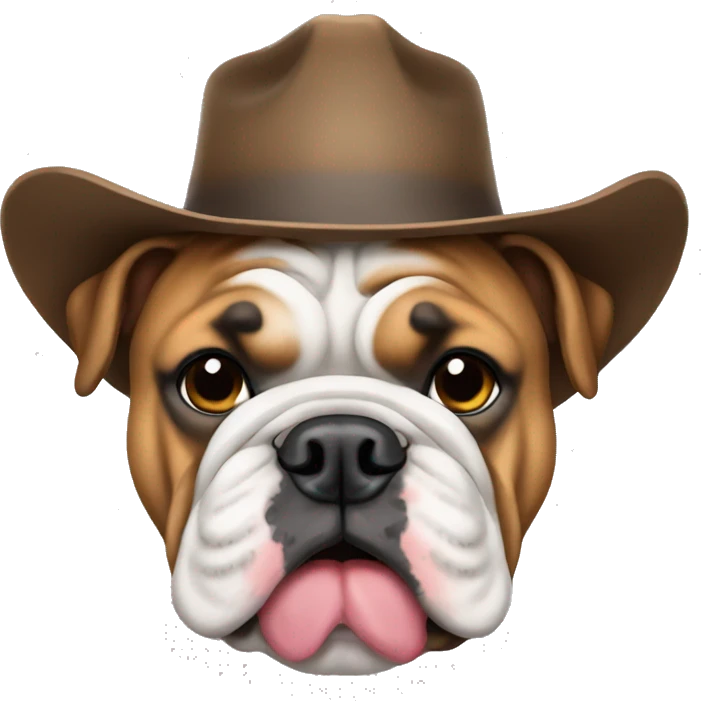 English bulldog wearing cowboy hat emoji