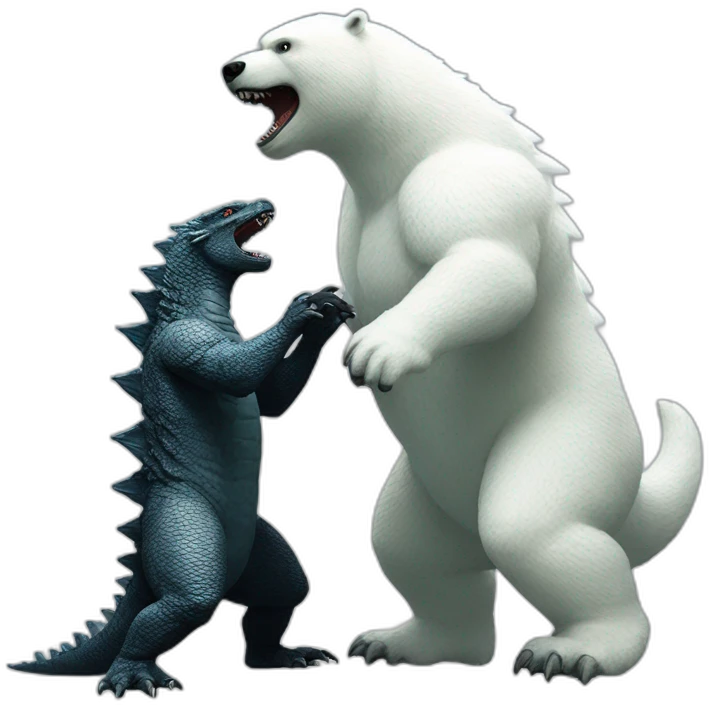 Godzilla fighting polar bear emoji