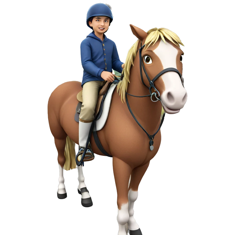 boy horseback riding outdoors emoji
