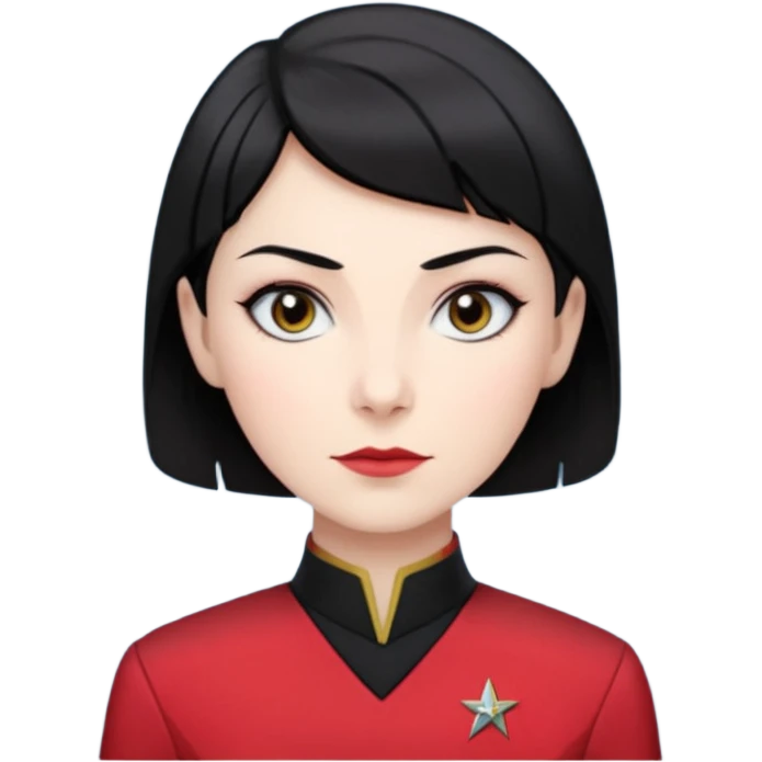 female Vulcan with short black hair in Starfleet red uniform (Star Trek) no green face emoji