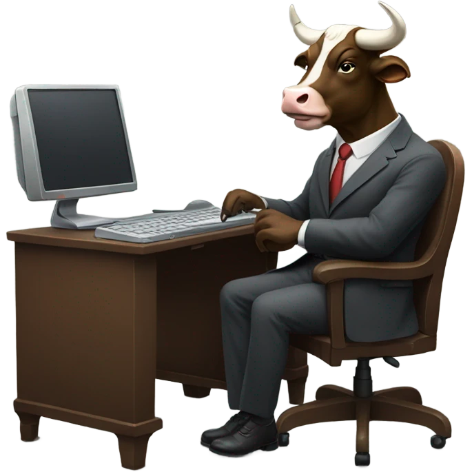 bull wearing suit using computer emoji