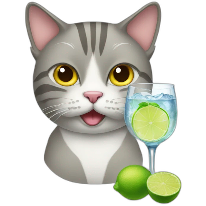 Cat drinking gin tonic emoji