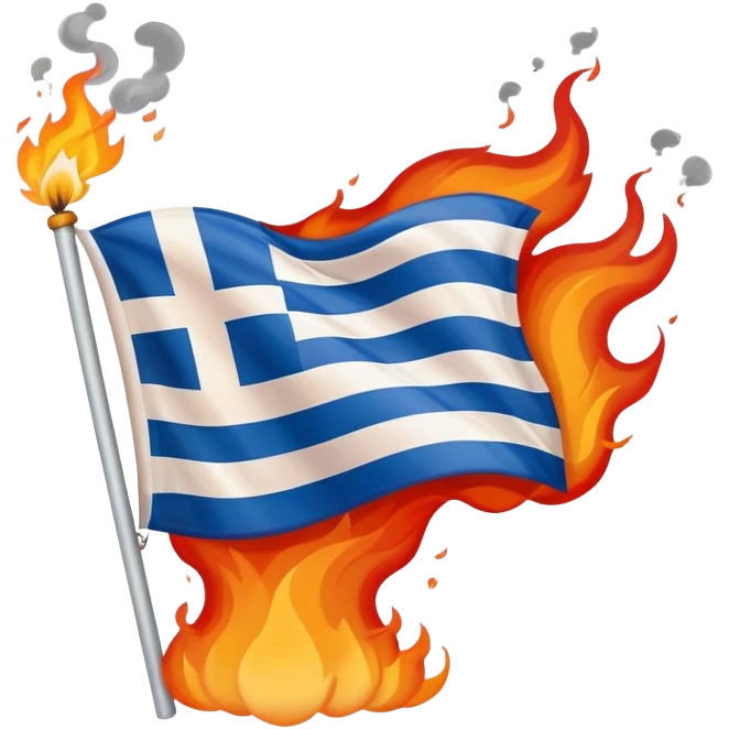 Burning Greek flag emoji