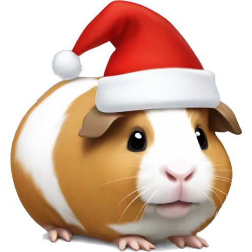 white and light brown guinea pig with a santa hat emoji
