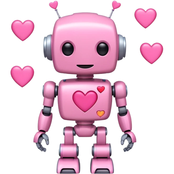 cute pink robot with hearts pink emoji