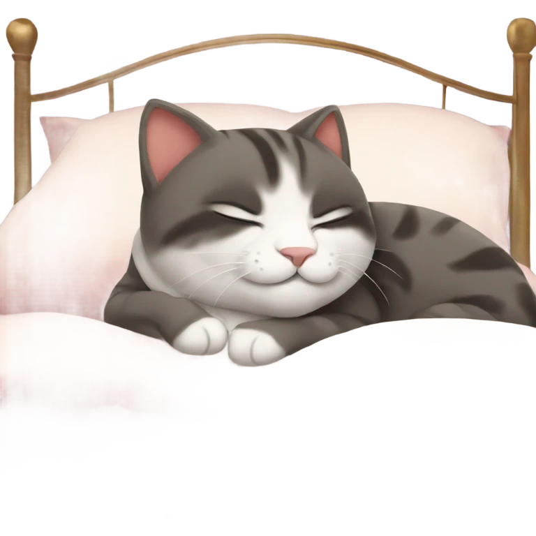 Glamorous cat sleeping in bed emoji