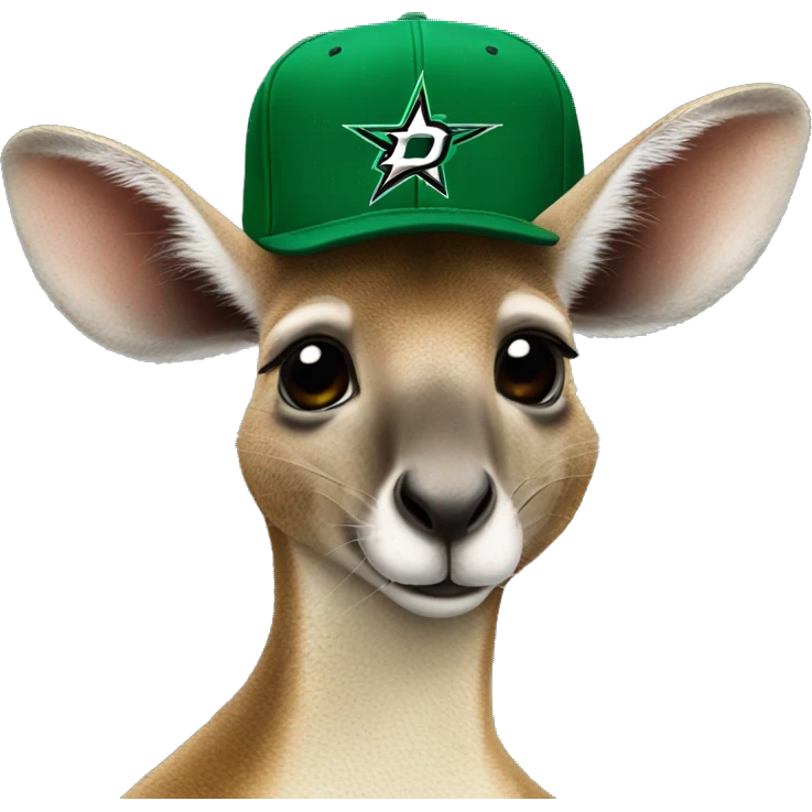 Kangaroo wearing a dallas stars hat emoji