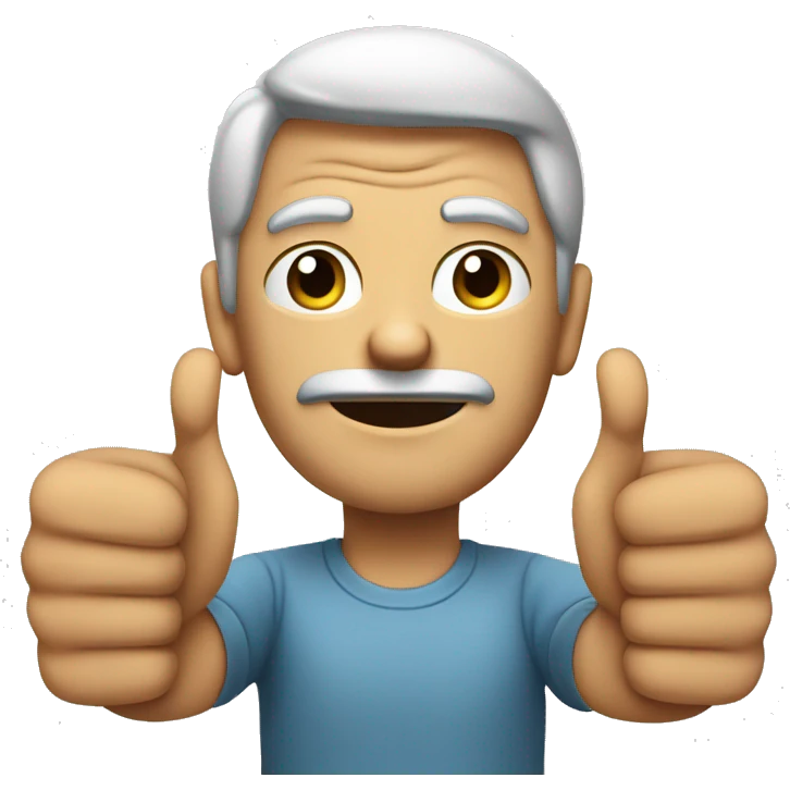 Serious man face with two thumbs up emoji