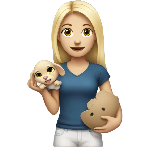 Blonde girl holding mouse emoji