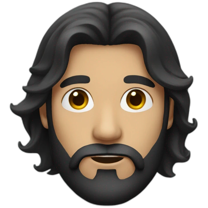 man with long black hair and a beard emoji