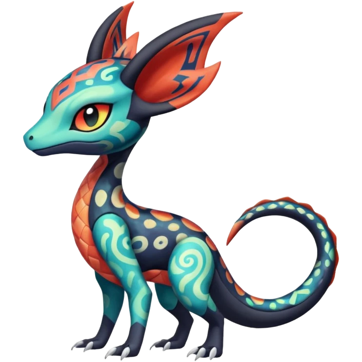 Colorful Translucent Tricky Hot Handsome Meloetta-Salandit-Nargacuga-Pokémon-Fakémon-fusion-hybrid-creature emoji