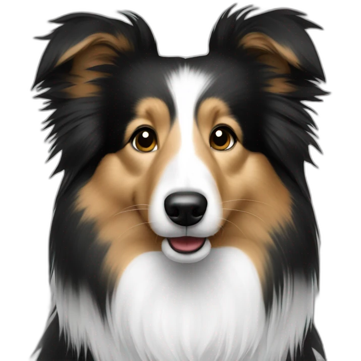 sheltie black white fur emoji
