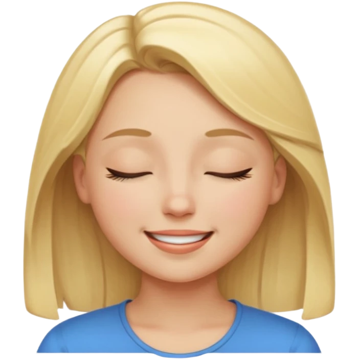 Happy blonde girl with eyes closed and mouth smiling emoji