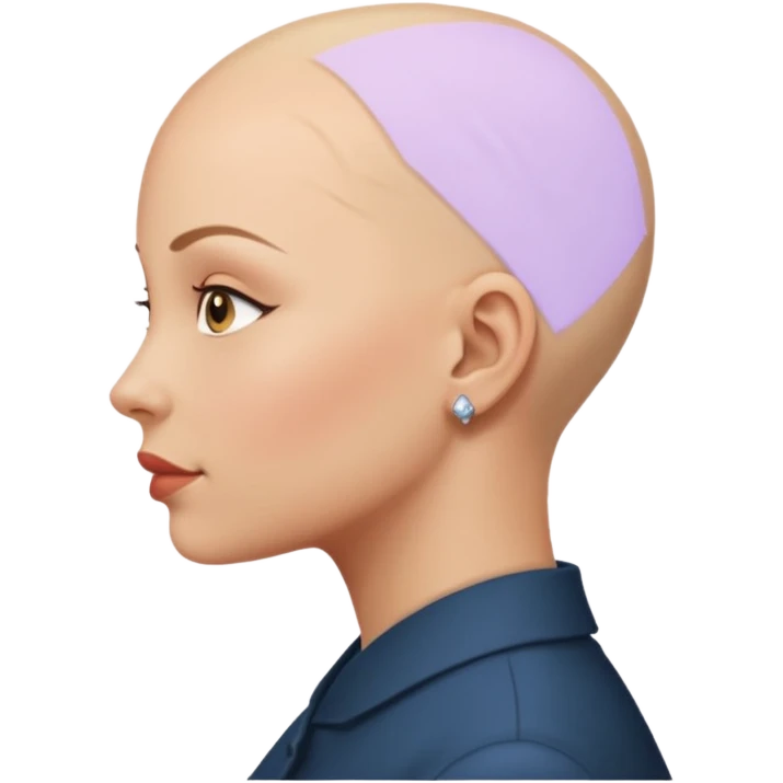 So she supposed to be bald and I kind of want her facing her side emoji