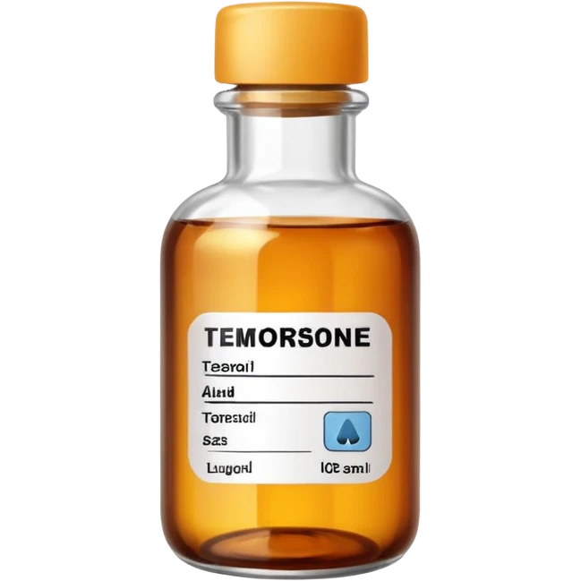 small medicine bottle written testosterone on it emoji