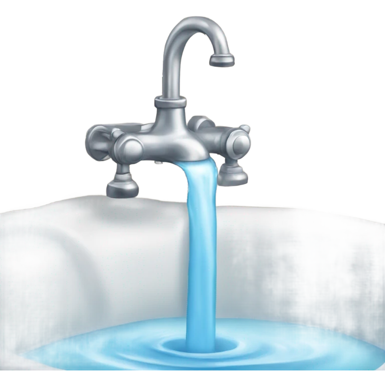 Water flowing from a faucet and a metal bow emoji